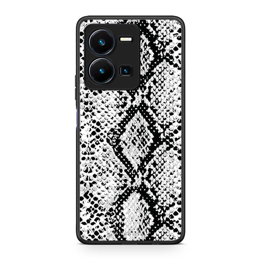 Θήκη Vivo Y35 Animal White Snake από τη Smartfits με σχέδιο στο πίσω μέρος και μαύρο περίβλημα | Vivo Y35 Animal White Snake Case with Colorful Back and Black Bezels