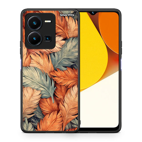 Θήκη Vivo Y35 Autumn Leaves από τη Smartfits με σχέδιο στο πίσω μέρος και μαύρο περίβλημα | Vivo Y35 Autumn Leaves Case with Colorful Back and Black Bezels