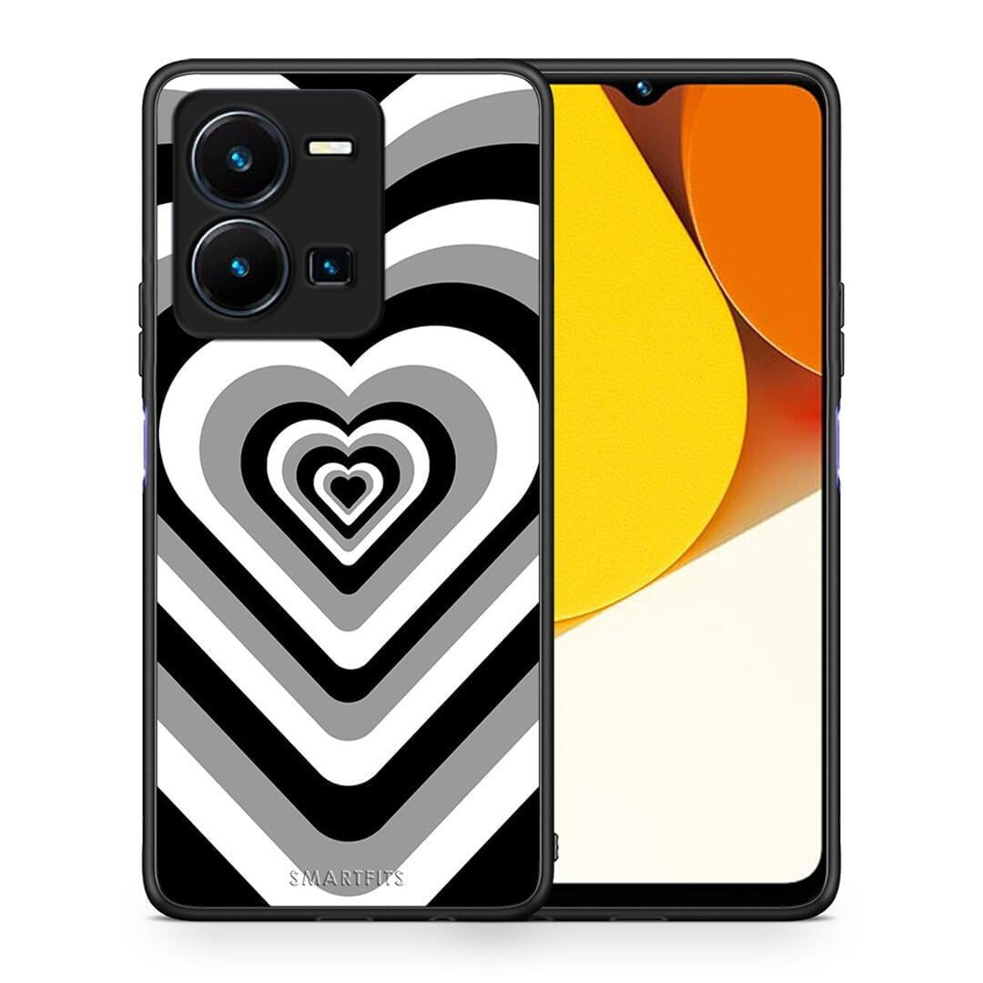 Θήκη Vivo Y35 Black Hearts από τη Smartfits με σχέδιο στο πίσω μέρος και μαύρο περίβλημα | Vivo Y35 Black Hearts Case with Colorful Back and Black Bezels