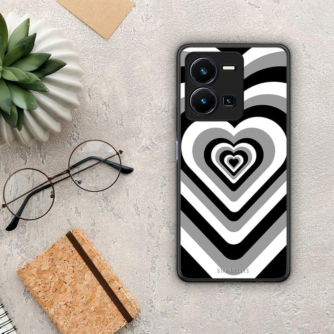 Θήκη Vivo Y35 Black Hearts από τη Smartfits με σχέδιο στο πίσω μέρος και μαύρο περίβλημα | Vivo Y35 Black Hearts Case with Colorful Back and Black Bezels