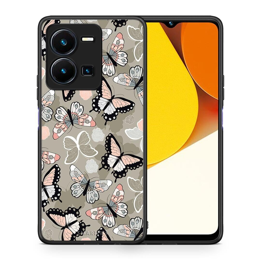 Θήκη Vivo Y35 Boho Butterflies από τη Smartfits με σχέδιο στο πίσω μέρος και μαύρο περίβλημα | Vivo Y35 Boho Butterflies Case with Colorful Back and Black Bezels