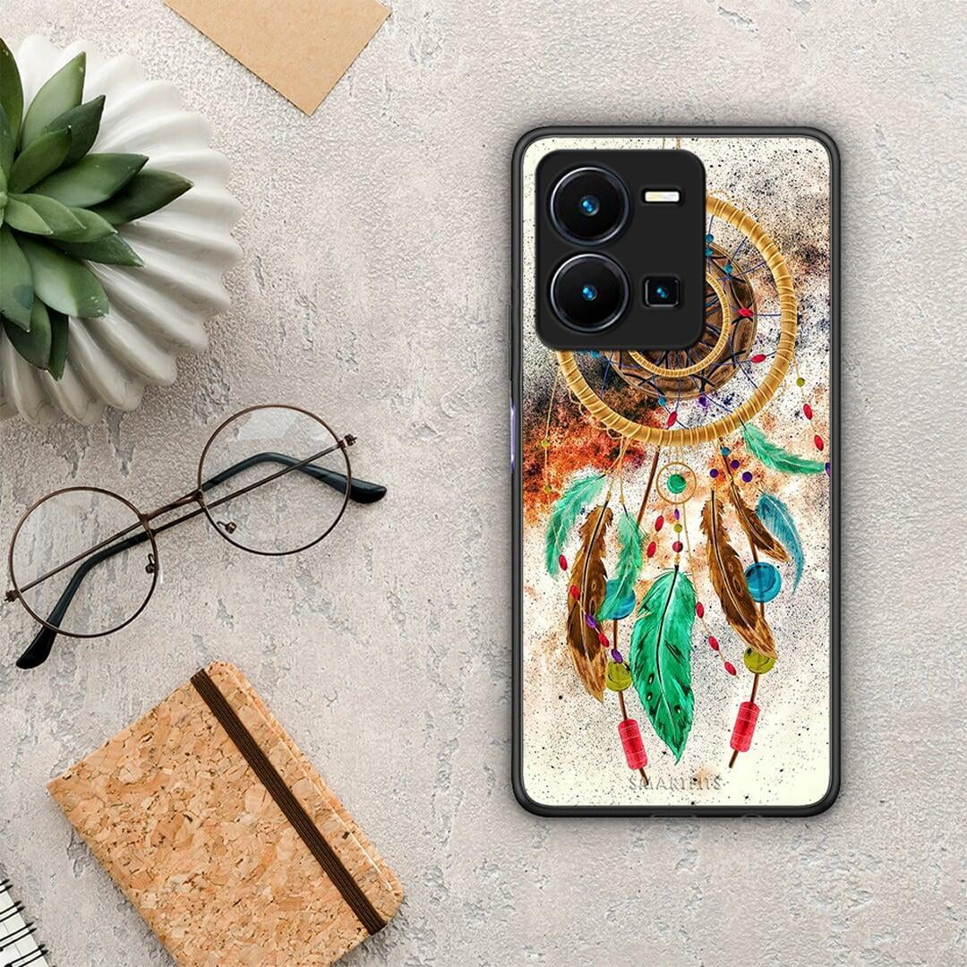 Θήκη Vivo Y35 Boho DreamCatcher από τη Smartfits με σχέδιο στο πίσω μέρος και μαύρο περίβλημα | Vivo Y35 Boho DreamCatcher Case with Colorful Back and Black Bezels