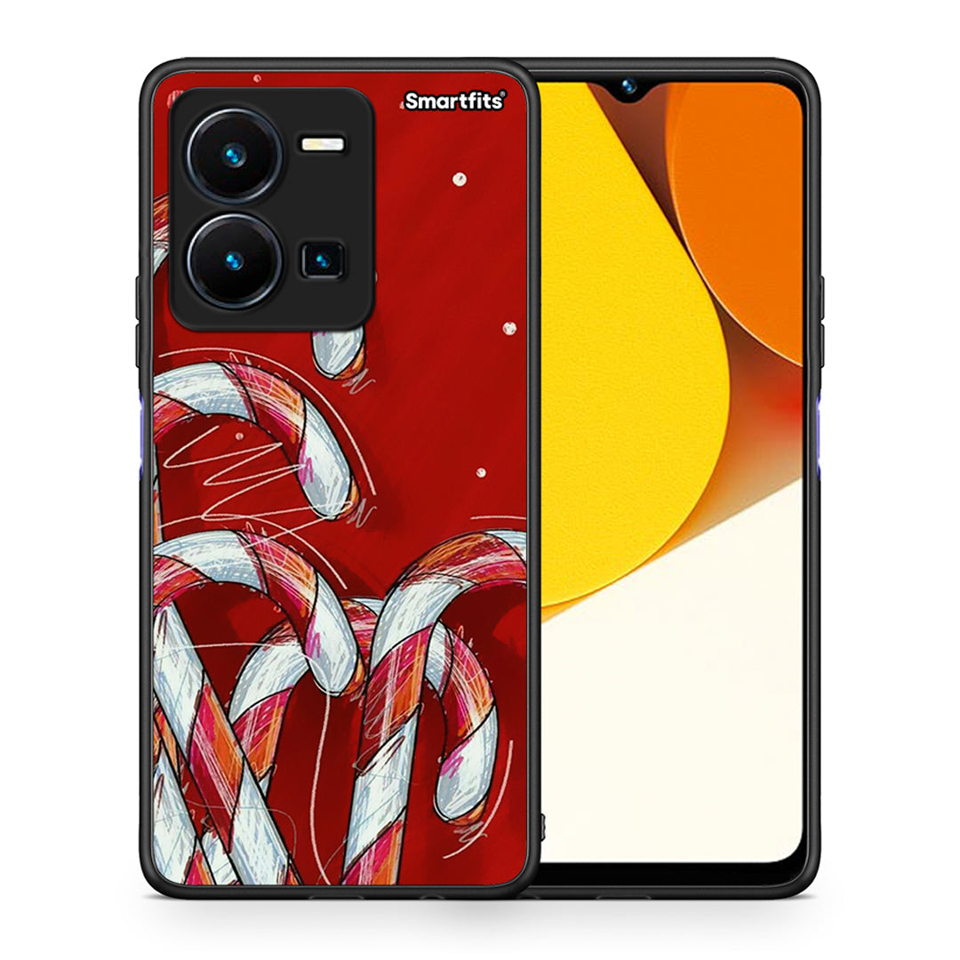 Θήκη Vivo Y35 Candy Cane από τη Smartfits με σχέδιο στο πίσω μέρος και μαύρο περίβλημα | Vivo Y35 Candy Cane Case with Colorful Back and Black Bezels