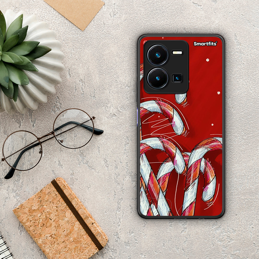 Θήκη Vivo Y35 Candy Cane από τη Smartfits με σχέδιο στο πίσω μέρος και μαύρο περίβλημα | Vivo Y35 Candy Cane Case with Colorful Back and Black Bezels