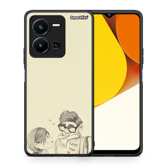 Θήκη Vivo Y35 Carl And Ellie από τη Smartfits με σχέδιο στο πίσω μέρος και μαύρο περίβλημα | Vivo Y35 Carl And Ellie Case with Colorful Back and Black Bezels