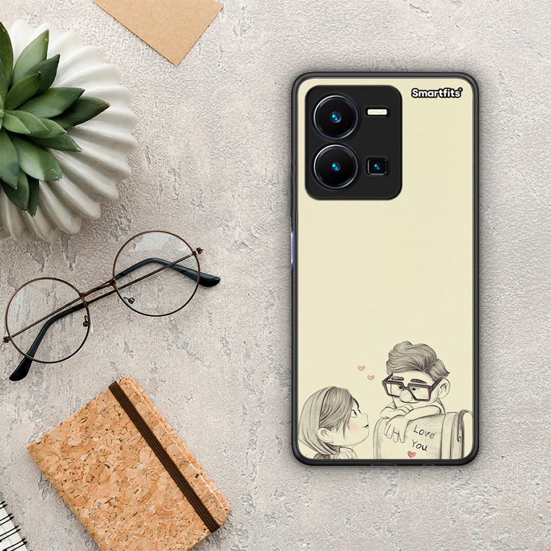Θήκη Vivo Y35 Carl And Ellie από τη Smartfits με σχέδιο στο πίσω μέρος και μαύρο περίβλημα | Vivo Y35 Carl And Ellie Case with Colorful Back and Black Bezels