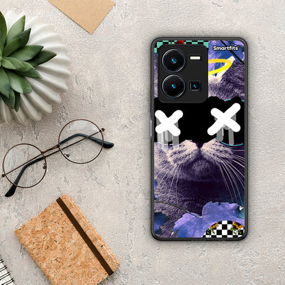 Θήκη Vivo Y35 Cat Collage από τη Smartfits με σχέδιο στο πίσω μέρος και μαύρο περίβλημα | Vivo Y35 Cat Collage Case with Colorful Back and Black Bezels