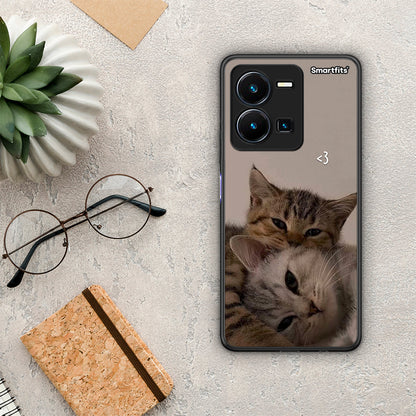 Θήκη Vivo Y35 Cats In Love από τη Smartfits με σχέδιο στο πίσω μέρος και μαύρο περίβλημα | Vivo Y35 Cats In Love Case with Colorful Back and Black Bezels