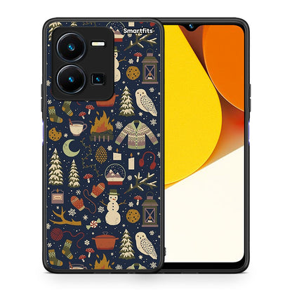 Θήκη Vivo Y35 Christmas Elements από τη Smartfits με σχέδιο στο πίσω μέρος και μαύρο περίβλημα | Vivo Y35 Christmas Elements Case with Colorful Back and Black Bezels