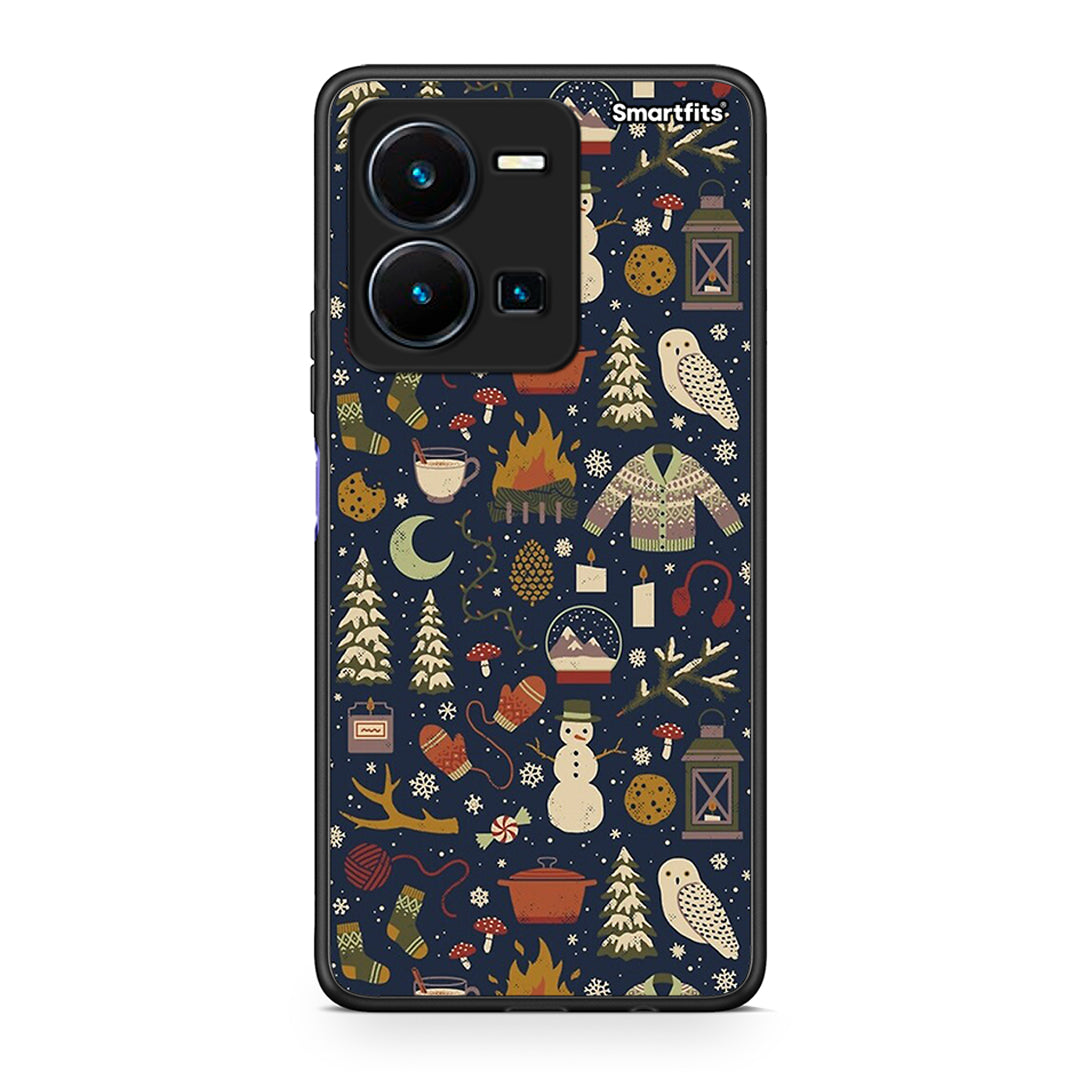 Θήκη Vivo Y35 Christmas Elements από τη Smartfits με σχέδιο στο πίσω μέρος και μαύρο περίβλημα | Vivo Y35 Christmas Elements Case with Colorful Back and Black Bezels