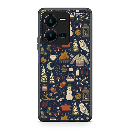 Θήκη Vivo Y35 Christmas Elements από τη Smartfits με σχέδιο στο πίσω μέρος και μαύρο περίβλημα | Vivo Y35 Christmas Elements Case with Colorful Back and Black Bezels