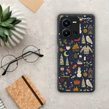 Θήκη Vivo Y35 Christmas Elements από τη Smartfits με σχέδιο στο πίσω μέρος και μαύρο περίβλημα | Vivo Y35 Christmas Elements Case with Colorful Back and Black Bezels