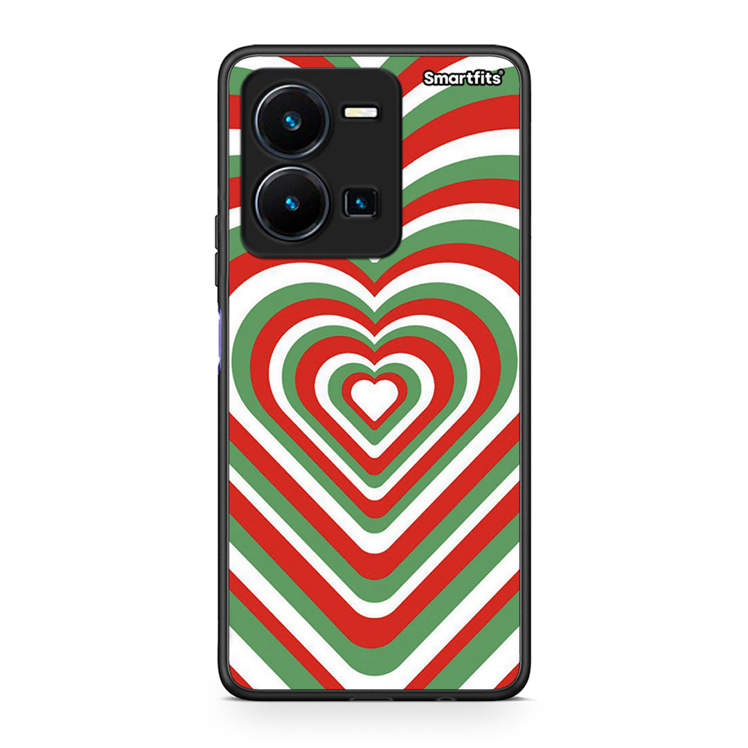 Θήκη Vivo Y35 Christmas Hearts από τη Smartfits με σχέδιο στο πίσω μέρος και μαύρο περίβλημα | Vivo Y35 Christmas Hearts Case with Colorful Back and Black Bezels