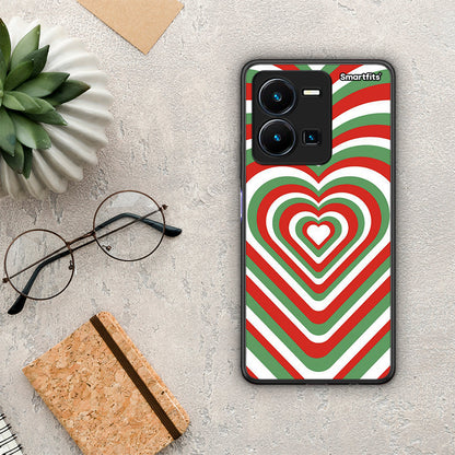Θήκη Vivo Y35 Christmas Hearts από τη Smartfits με σχέδιο στο πίσω μέρος και μαύρο περίβλημα | Vivo Y35 Christmas Hearts Case with Colorful Back and Black Bezels