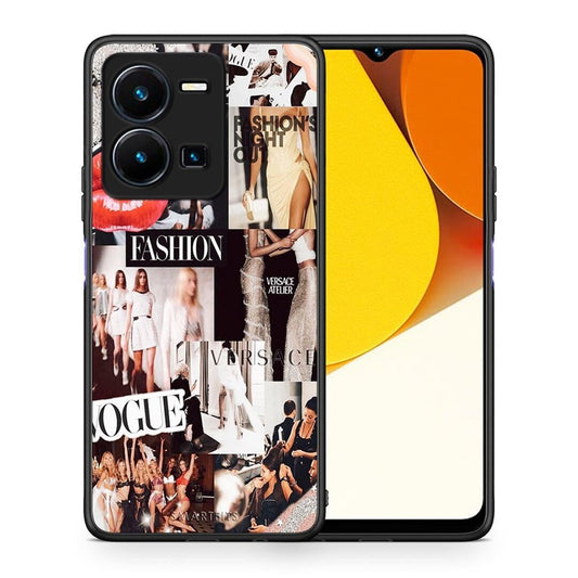 Θήκη Vivo Y35 Collage Fashion από τη Smartfits με σχέδιο στο πίσω μέρος και μαύρο περίβλημα | Vivo Y35 Collage Fashion Case with Colorful Back and Black Bezels