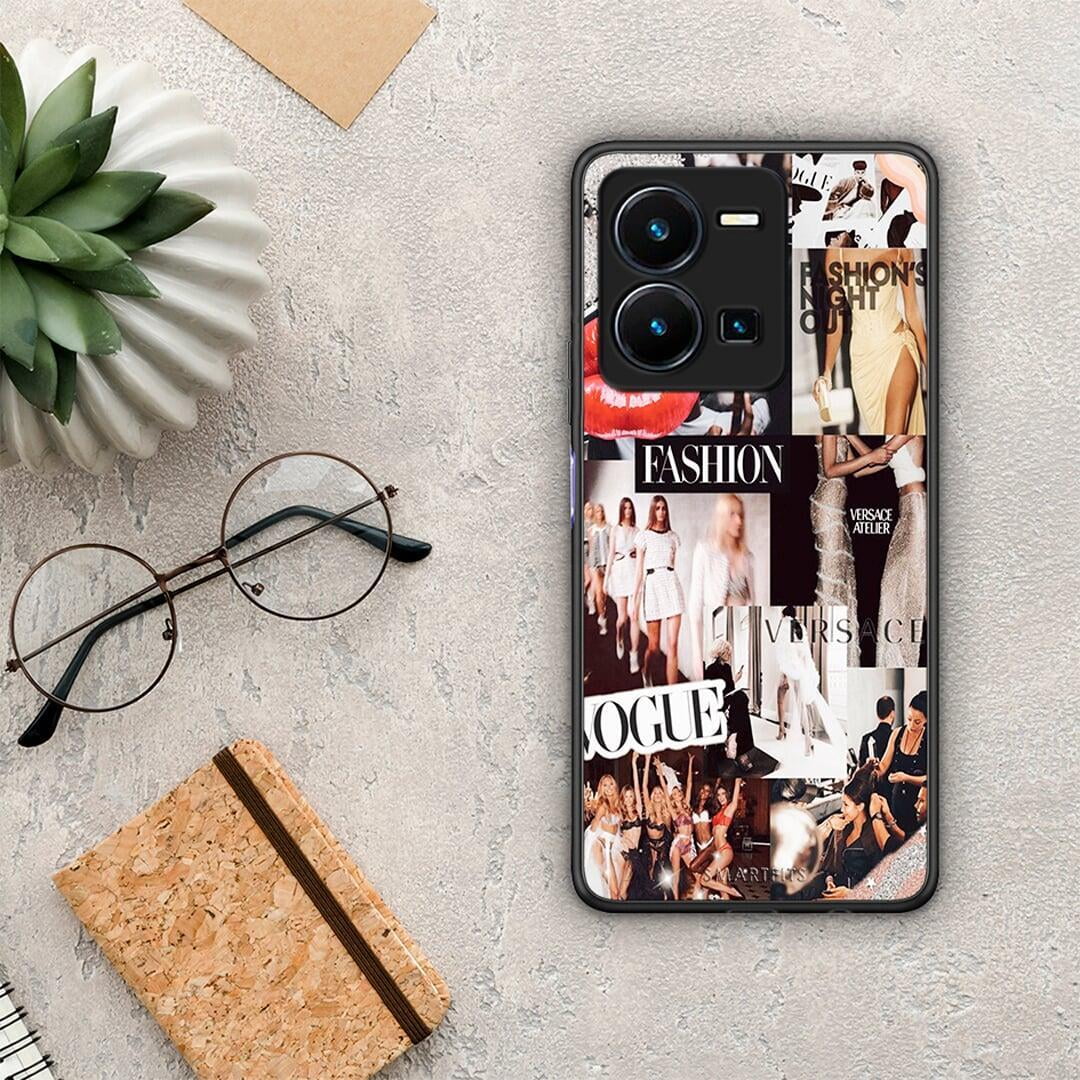 Θήκη Vivo Y35 Collage Fashion από τη Smartfits με σχέδιο στο πίσω μέρος και μαύρο περίβλημα | Vivo Y35 Collage Fashion Case with Colorful Back and Black Bezels