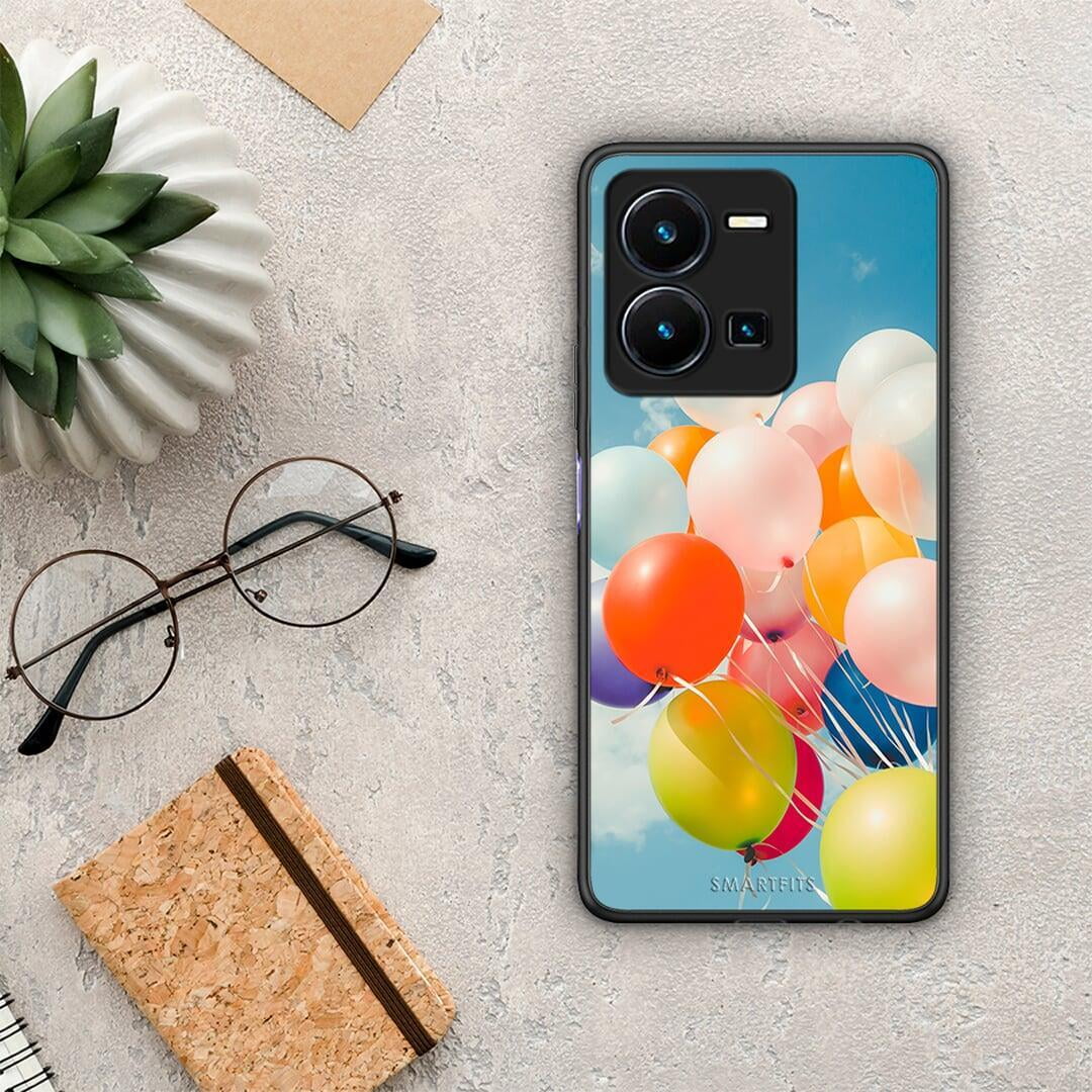 Θήκη Vivo Y35 Colorful Balloons από τη Smartfits με σχέδιο στο πίσω μέρος και μαύρο περίβλημα | Vivo Y35 Colorful Balloons Case with Colorful Back and Black Bezels