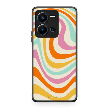 Θήκη Vivo Y35 Colourful Waves από τη Smartfits με σχέδιο στο πίσω μέρος και μαύρο περίβλημα | Vivo Y35 Colourful Waves Case with Colorful Back and Black Bezels