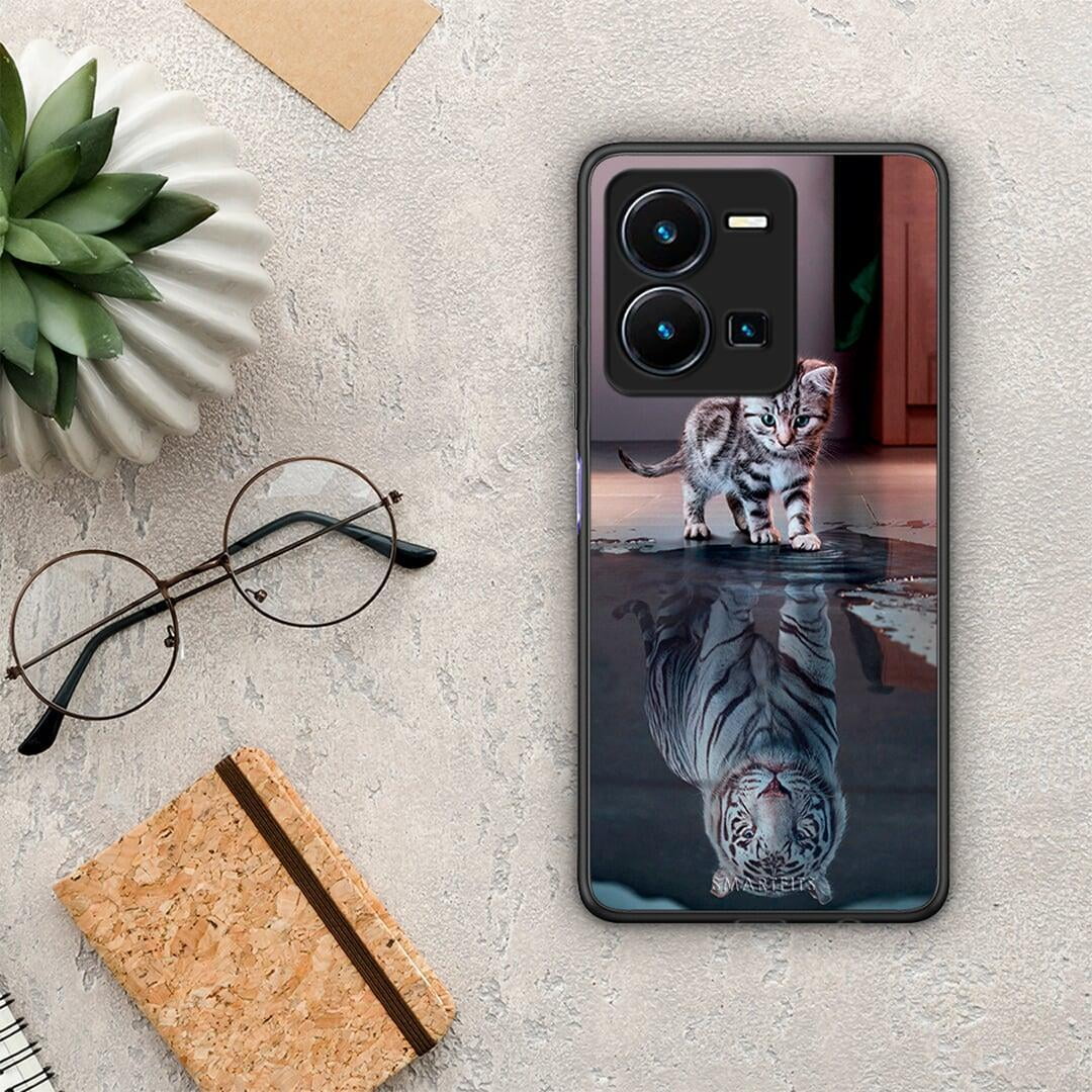 Θήκη Vivo Y35 Cute Tiger από τη Smartfits με σχέδιο στο πίσω μέρος και μαύρο περίβλημα | Vivo Y35 Cute Tiger Case with Colorful Back and Black Bezels