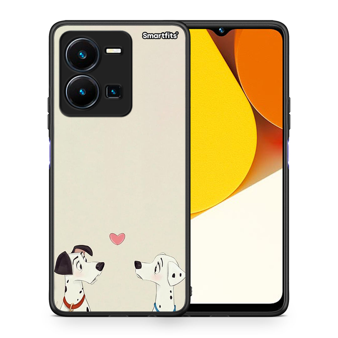 Θήκη Vivo Y35 Dalmatians Love από τη Smartfits με σχέδιο στο πίσω μέρος και μαύρο περίβλημα | Vivo Y35 Dalmatians Love Case with Colorful Back and Black Bezels