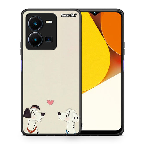 Θήκη Vivo Y35 Dalmatians Love από τη Smartfits με σχέδιο στο πίσω μέρος και μαύρο περίβλημα | Vivo Y35 Dalmatians Love Case with Colorful Back and Black Bezels