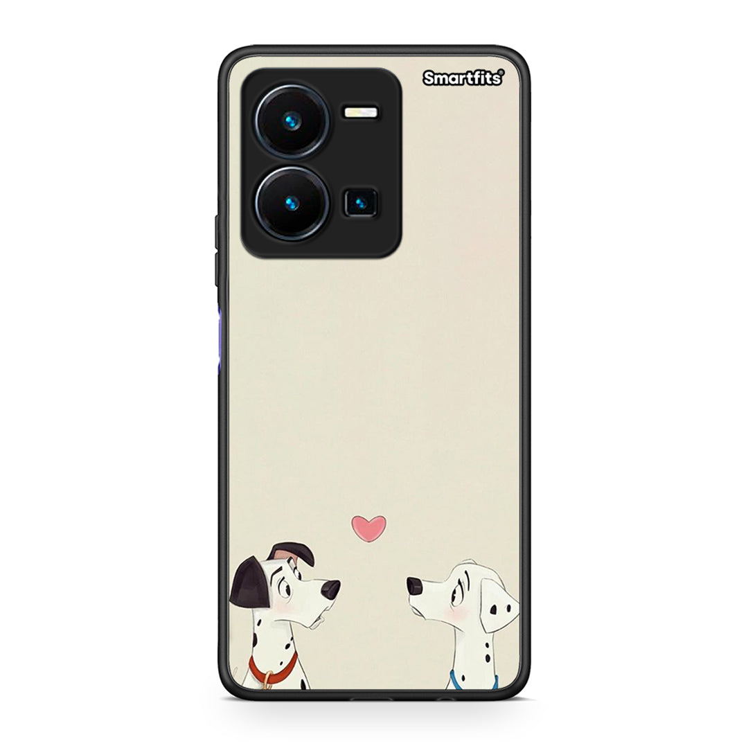 Θήκη Vivo Y35 Dalmatians Love από τη Smartfits με σχέδιο στο πίσω μέρος και μαύρο περίβλημα | Vivo Y35 Dalmatians Love Case with Colorful Back and Black Bezels