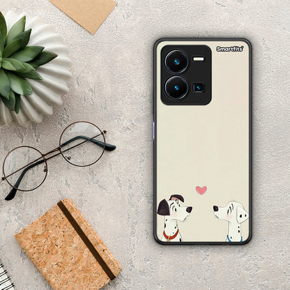 Θήκη Vivo Y35 Dalmatians Love από τη Smartfits με σχέδιο στο πίσω μέρος και μαύρο περίβλημα | Vivo Y35 Dalmatians Love Case with Colorful Back and Black Bezels