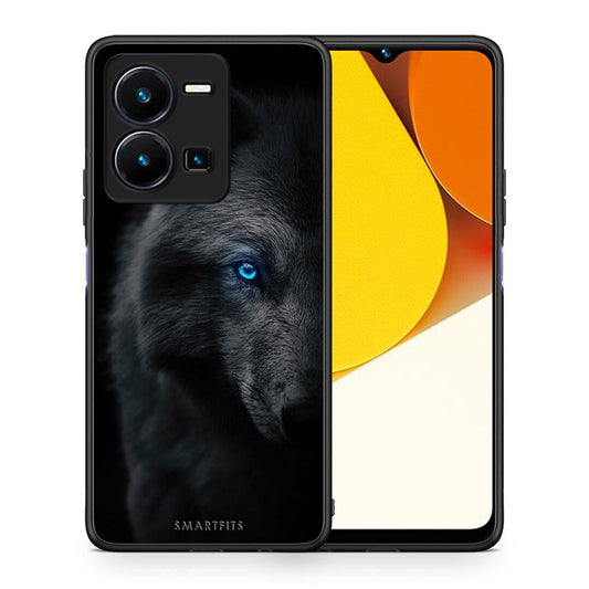 Θήκη Vivo Y35 Dark Wolf από τη Smartfits με σχέδιο στο πίσω μέρος και μαύρο περίβλημα | Vivo Y35 Dark Wolf Case with Colorful Back and Black Bezels