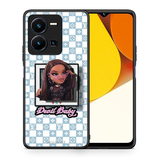Θήκη Vivo Y35 Devil Baby από τη Smartfits με σχέδιο στο πίσω μέρος και μαύρο περίβλημα | Vivo Y35 Devil Baby Case with Colorful Back and Black Bezels