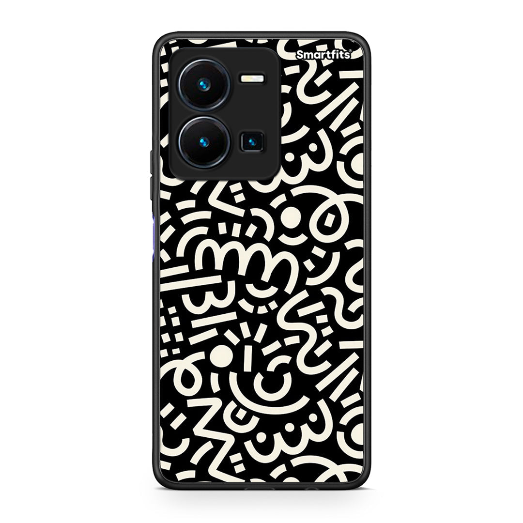 Θήκη Vivo Y35 Doodle Art από τη Smartfits με σχέδιο στο πίσω μέρος και μαύρο περίβλημα | Vivo Y35 Doodle Art Case with Colorful Back and Black Bezels