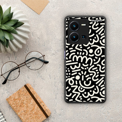 Θήκη Vivo Y35 Doodle Art από τη Smartfits με σχέδιο στο πίσω μέρος και μαύρο περίβλημα | Vivo Y35 Doodle Art Case with Colorful Back and Black Bezels