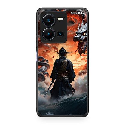 Θήκη Vivo Y35 Dragons Fight από τη Smartfits με σχέδιο στο πίσω μέρος και μαύρο περίβλημα | Vivo Y35 Dragons Fight Case with Colorful Back and Black Bezels