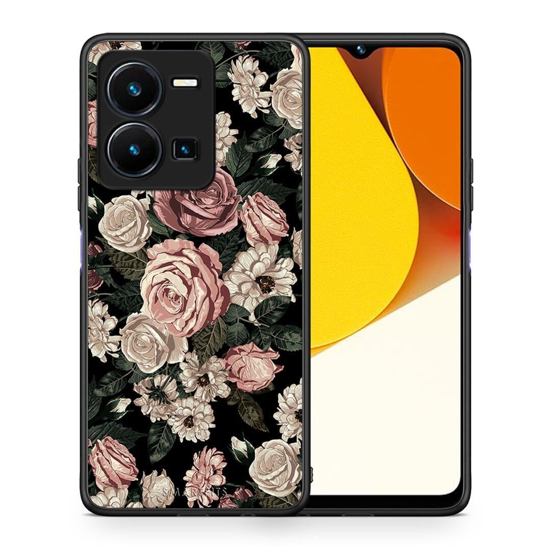 Θήκη Vivo Y35 Flower Wild Roses από τη Smartfits με σχέδιο στο πίσω μέρος και μαύρο περίβλημα | Vivo Y35 Flower Wild Roses Case with Colorful Back and Black Bezels