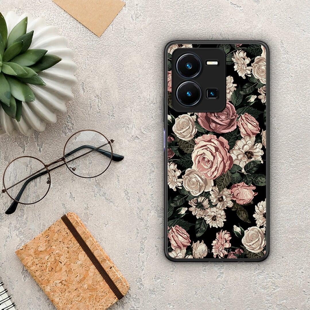 Θήκη Vivo Y35 Flower Wild Roses από τη Smartfits με σχέδιο στο πίσω μέρος και μαύρο περίβλημα | Vivo Y35 Flower Wild Roses Case with Colorful Back and Black Bezels