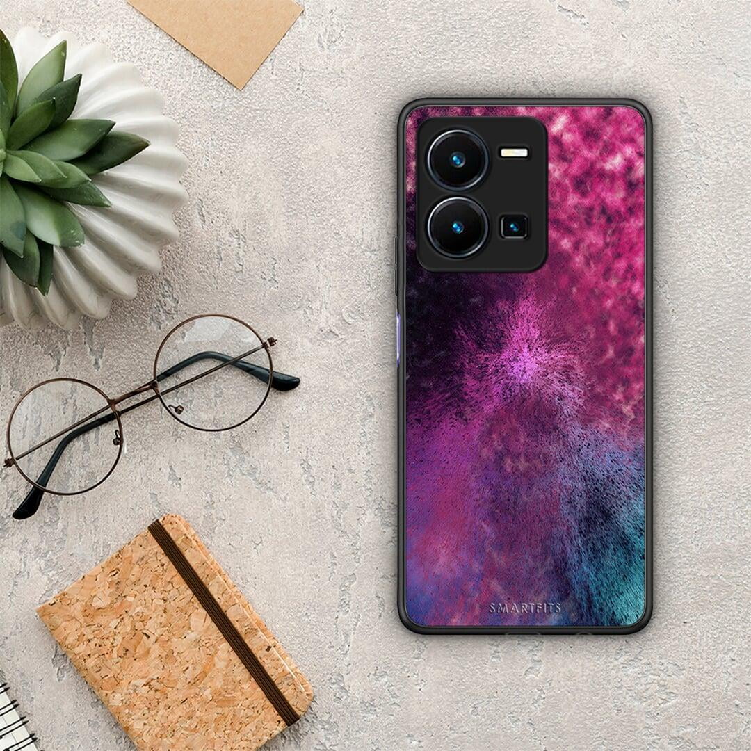 Θήκη Vivo Y35 Galactic Aurora από τη Smartfits με σχέδιο στο πίσω μέρος και μαύρο περίβλημα | Vivo Y35 Galactic Aurora Case with Colorful Back and Black Bezels