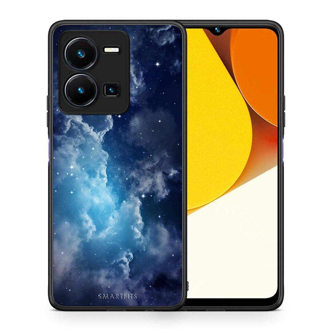 Θήκη Vivo Y35 Galactic Blue Sky από τη Smartfits με σχέδιο στο πίσω μέρος και μαύρο περίβλημα | Vivo Y35 Galactic Blue Sky Case with Colorful Back and Black Bezels