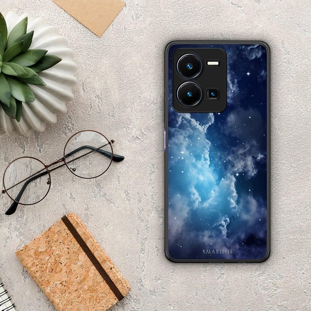 Θήκη Vivo Y35 Galactic Blue Sky από τη Smartfits με σχέδιο στο πίσω μέρος και μαύρο περίβλημα | Vivo Y35 Galactic Blue Sky Case with Colorful Back and Black Bezels