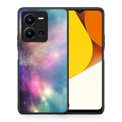 Θήκη Vivo Y35 Galactic Rainbow από τη Smartfits με σχέδιο στο πίσω μέρος και μαύρο περίβλημα | Vivo Y35 Galactic Rainbow Case with Colorful Back and Black Bezels