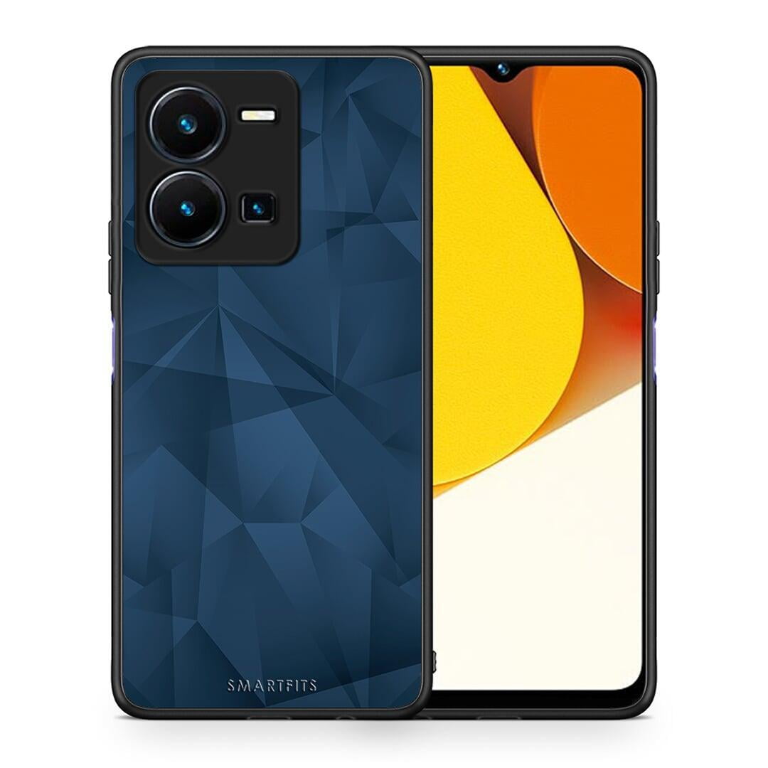 Θήκη Vivo Y35 Geometric Blue Abstract από τη Smartfits με σχέδιο στο πίσω μέρος και μαύρο περίβλημα | Vivo Y35 Geometric Blue Abstract Case with Colorful Back and Black Bezels