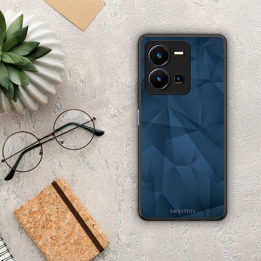 Θήκη Vivo Y35 Geometric Blue Abstract από τη Smartfits με σχέδιο στο πίσω μέρος και μαύρο περίβλημα | Vivo Y35 Geometric Blue Abstract Case with Colorful Back and Black Bezels