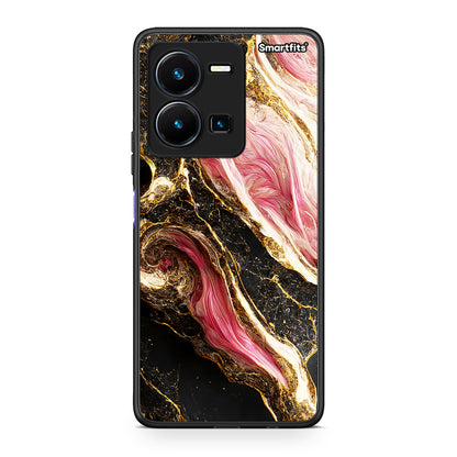 Θήκη Vivo Y35 Glamorous Pink Marble από τη Smartfits με σχέδιο στο πίσω μέρος και μαύρο περίβλημα | Vivo Y35 Glamorous Pink Marble Case with Colorful Back and Black Bezels