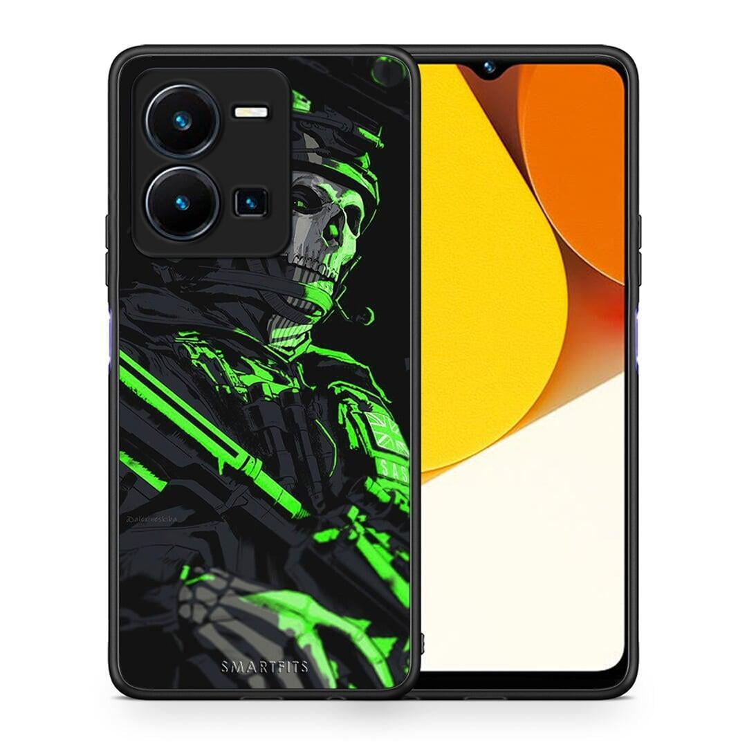 Θήκη Vivo Y35 Green Soldier από τη Smartfits με σχέδιο στο πίσω μέρος και μαύρο περίβλημα | Vivo Y35 Green Soldier Case with Colorful Back and Black Bezels