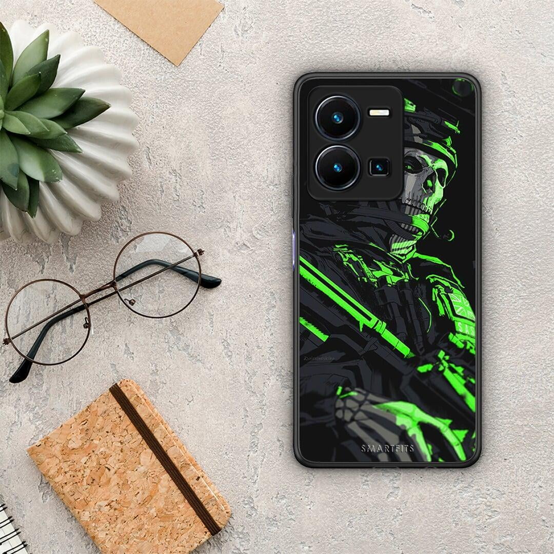 Θήκη Vivo Y35 Green Soldier από τη Smartfits με σχέδιο στο πίσω μέρος και μαύρο περίβλημα | Vivo Y35 Green Soldier Case with Colorful Back and Black Bezels