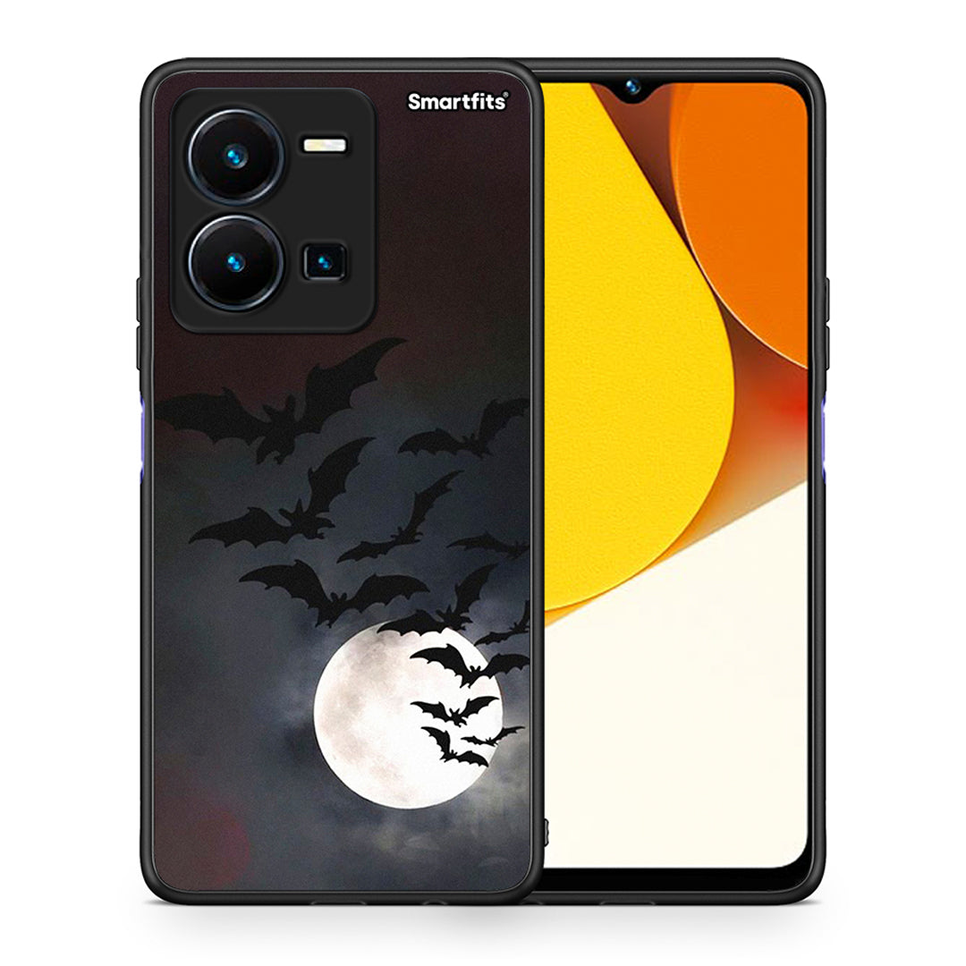 Θήκη Vivo Y35 Halloween Bat Night από τη Smartfits με σχέδιο στο πίσω μέρος και μαύρο περίβλημα | Vivo Y35 Halloween Bat Night Case with Colorful Back and Black Bezels