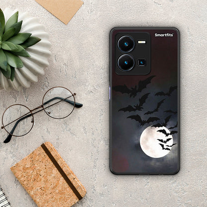 Θήκη Vivo Y35 Halloween Bat Night από τη Smartfits με σχέδιο στο πίσω μέρος και μαύρο περίβλημα | Vivo Y35 Halloween Bat Night Case with Colorful Back and Black Bezels