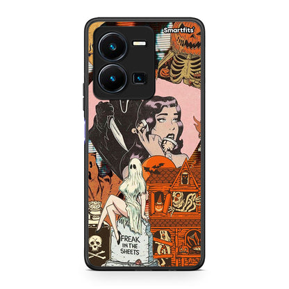 Θήκη Vivo Y35 Halloween Collage από τη Smartfits με σχέδιο στο πίσω μέρος και μαύρο περίβλημα | Vivo Y35 Halloween Collage Case with Colorful Back and Black Bezels