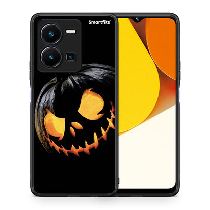 Θήκη Vivo Y35 Halloween Scary Pumpkin από τη Smartfits με σχέδιο στο πίσω μέρος και μαύρο περίβλημα | Vivo Y35 Halloween Scary Pumpkin Case with Colorful Back and Black Bezels