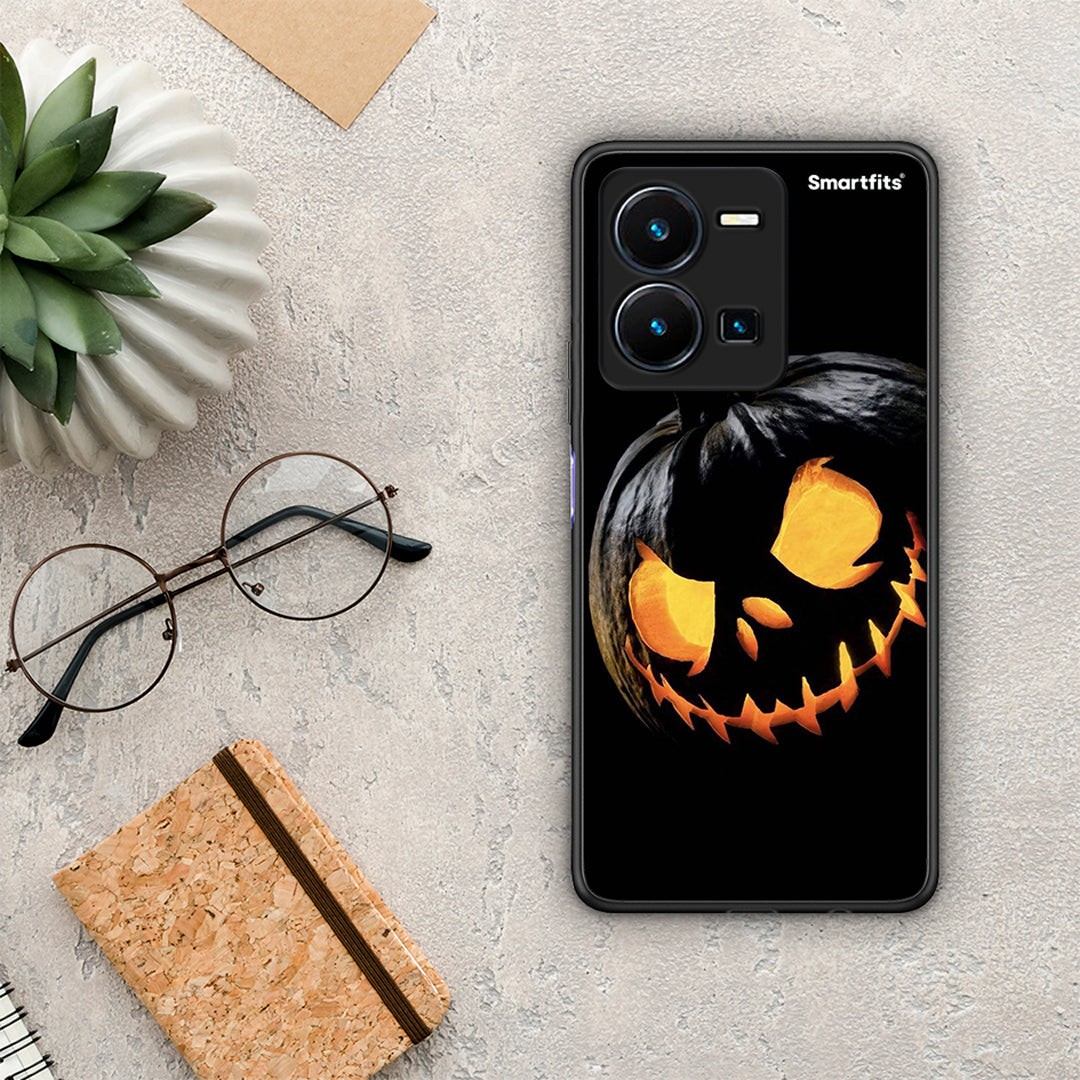 Θήκη Vivo Y35 Halloween Scary Pumpkin από τη Smartfits με σχέδιο στο πίσω μέρος και μαύρο περίβλημα | Vivo Y35 Halloween Scary Pumpkin Case with Colorful Back and Black Bezels