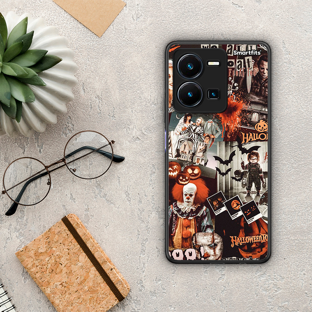 Θήκη Vivo Y35 Halloween Spooky Season από τη Smartfits με σχέδιο στο πίσω μέρος και μαύρο περίβλημα | Vivo Y35 Halloween Spooky Season Case with Colorful Back and Black Bezels