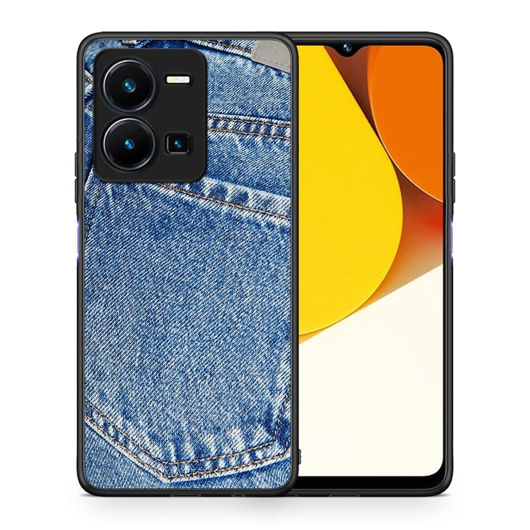 Θήκη Vivo Y35 Jeans Pocket από τη Smartfits με σχέδιο στο πίσω μέρος και μαύρο περίβλημα | Vivo Y35 Jeans Pocket Case with Colorful Back and Black Bezels